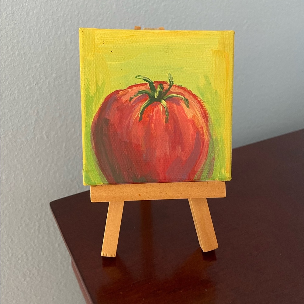 Original 3”x3” tomato painting